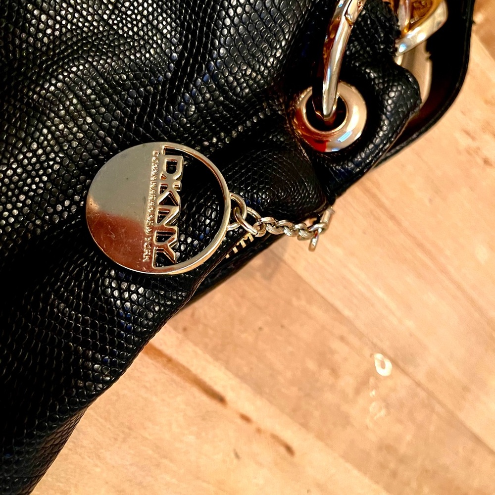 DKNY Black Leather Flap large crossbody bag